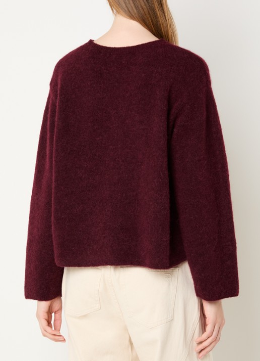American Vintage Grofgebreide trui in alpaca wolblend met ronde hals - achterkant 4 bordeauxrood