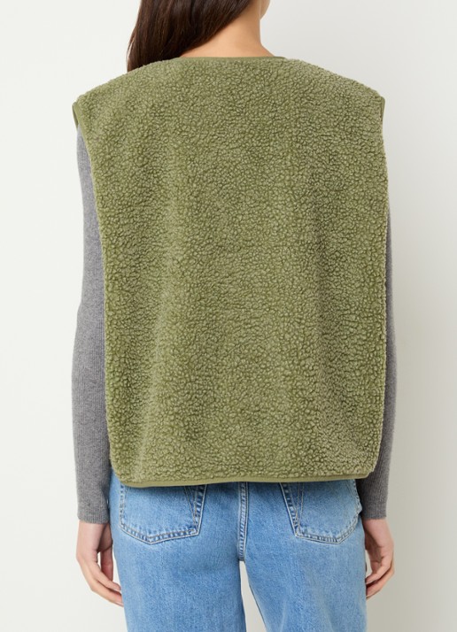 American Vintage Hoktown gilet van teddy met ritszakken - achterkant 2 khaki