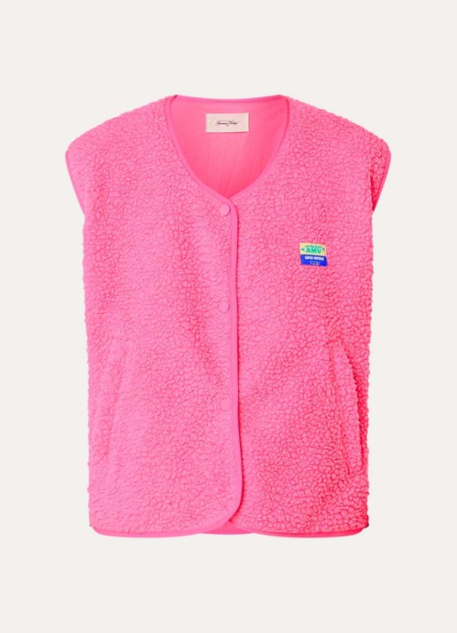 American Vintage Hoktown gilet van teddy met ritszakken - voorkant 3 fuchsia