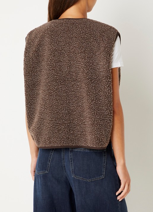 American Vintage Hoktown gilet van teddy met ritszakken - achterkant 2 bruin