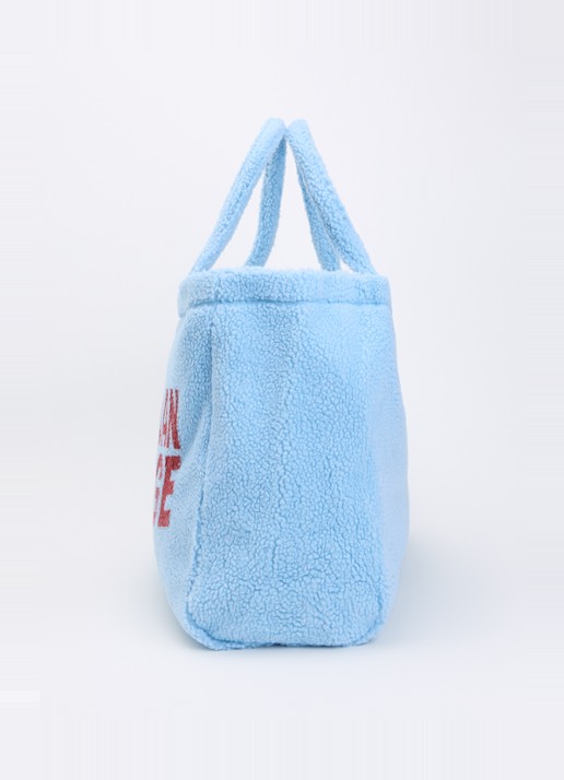 American Vintage Hoktown shopper van teddy met logo - detail 4 lichtblauw