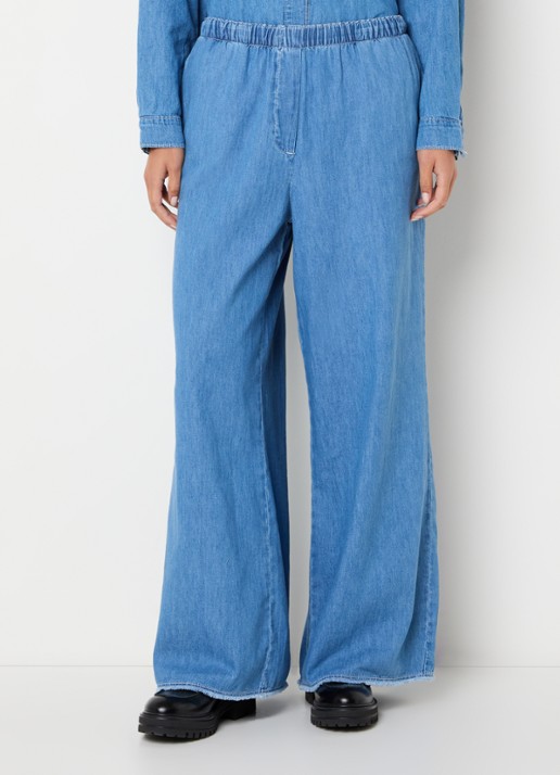 American Vintage Izeway high waist wide fit broek van chambray