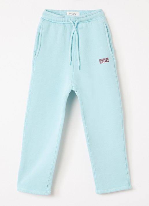American Vintage Izubird loose fit korte joggingbroek met logo - voorkant 2 turquoise
