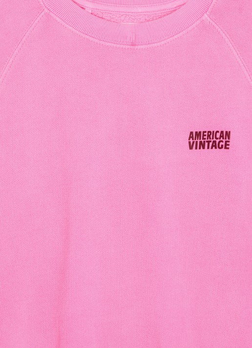 American Vintage Izubird sweater met logo - detail neonroze