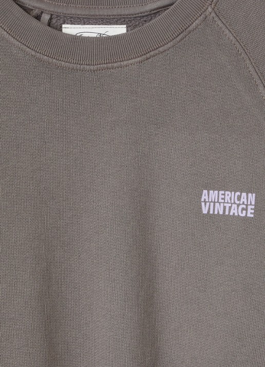 American Vintage Izubird sweater met logo - detail lichtbruin