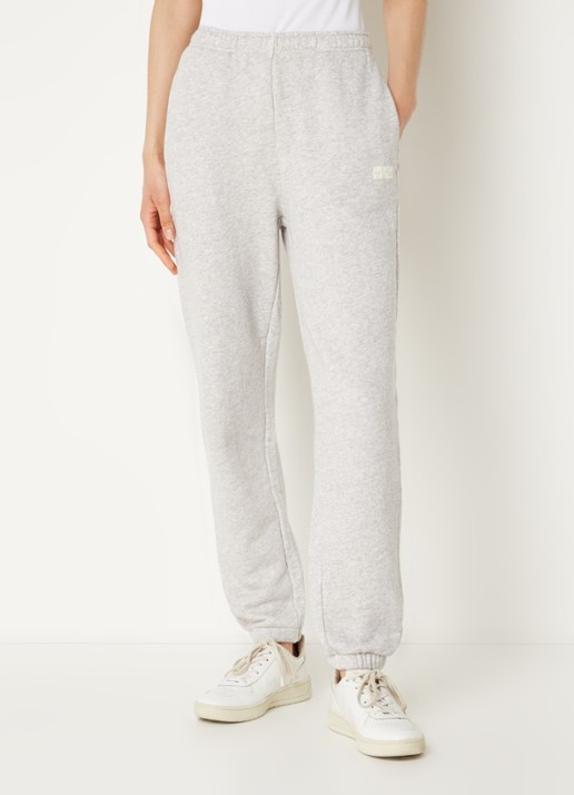 American Vintage Kodytown high waist tapered fit joggingbroek van  katoen - detail 3 grijsmele