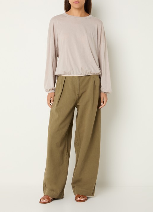 American Vintage Laloom longsleeve met ballonmouw - voorkant 3 beige