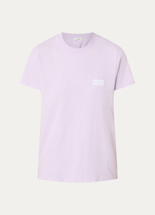 American Vintage Lilas T-shirt met logo - voorkant 2 lila