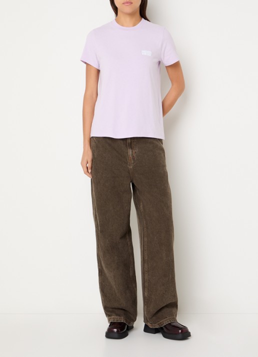 American Vintage Lilas T-shirt met logo - voorkant 3 lila
