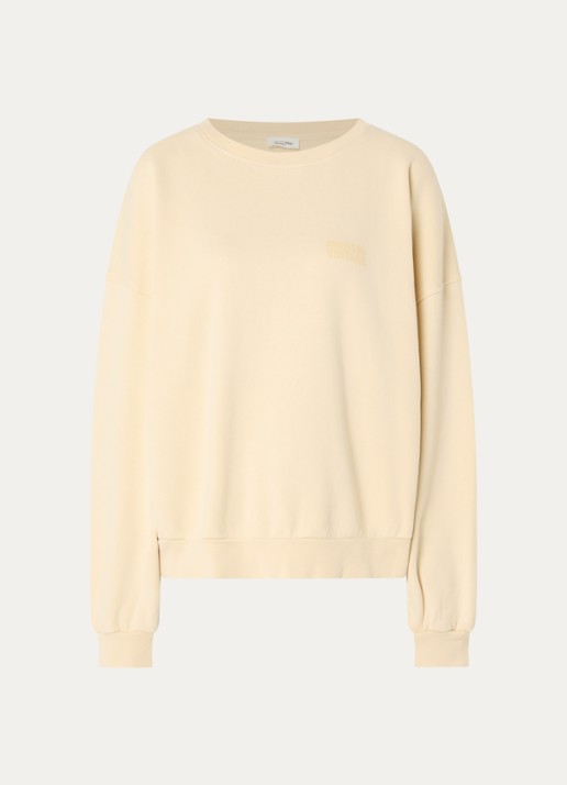 American Vintage Limonade sweater met logo - voorkant lichtgeel