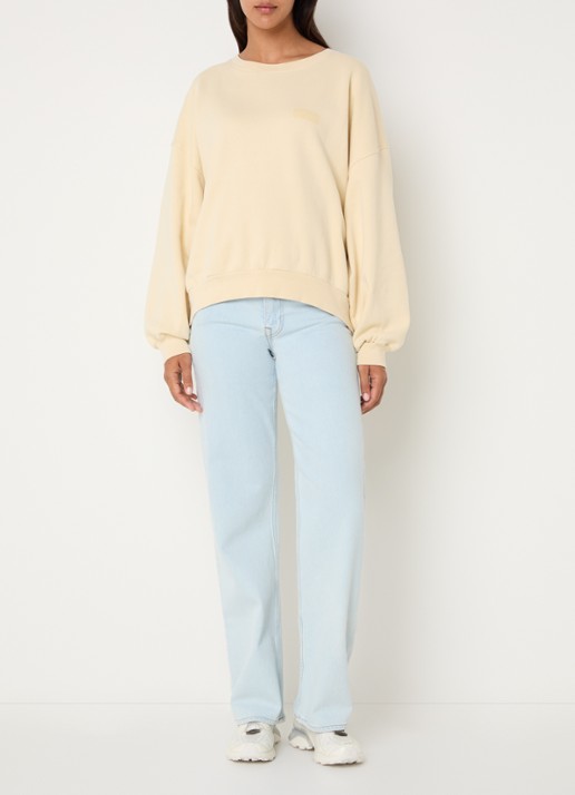 American Vintage Limonade sweater met logo - voorkant 2 lichtgeel