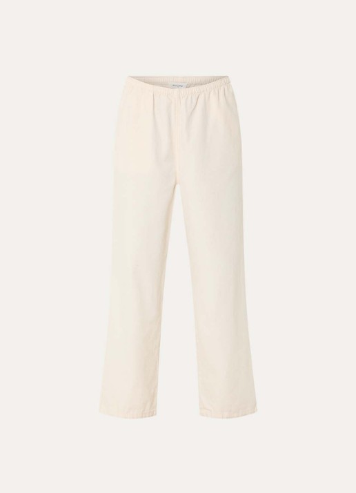American Vintage Lycaz high waist straight fit broek met steekzakken - voorkant gebroken wit