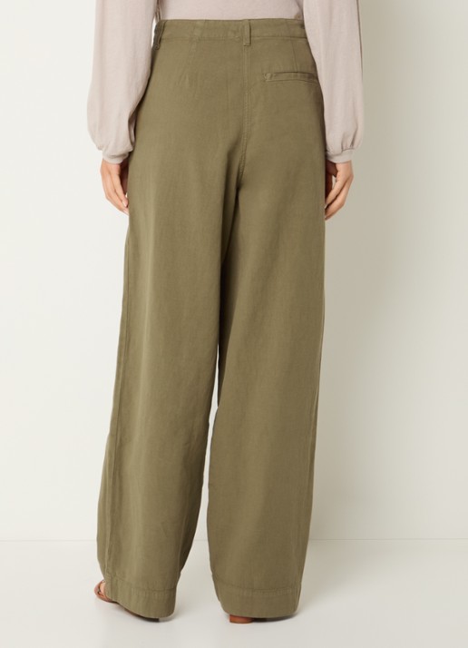 American Vintage Namaz high waist wide fit chino met steekzakken - achterkant 4 mosgroen