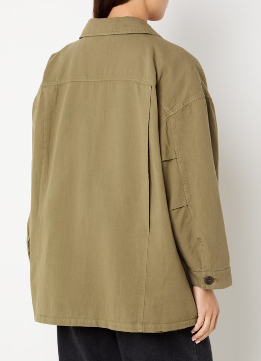 American Vintage Namaz jack in linnenblend met opgestikte zakken - achterkant 2 bronsgroen