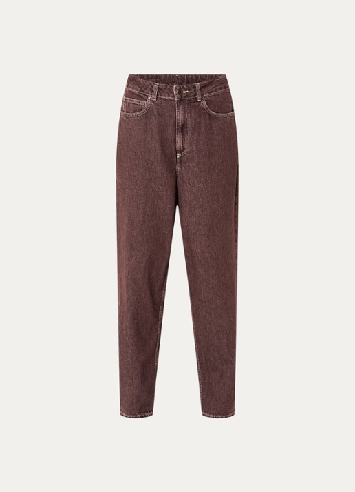 American Vintage Osho high waist loose fit jeans met gekleurde wassing - voorkant bordeauxrood