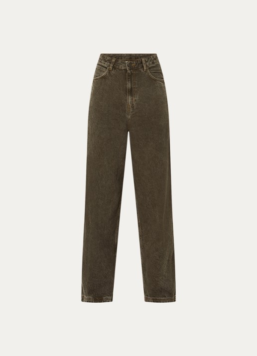 American Vintage Oshow wide fit jeans met gekleurde wassing - voorkant 3 lichtbruin