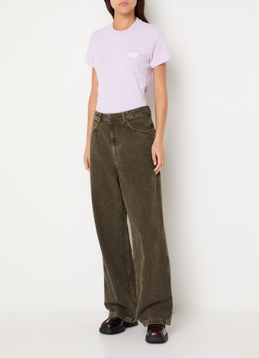 American Vintage Oshow wide fit jeans met gekleurde wassing - voorkant 4 lichtbruin