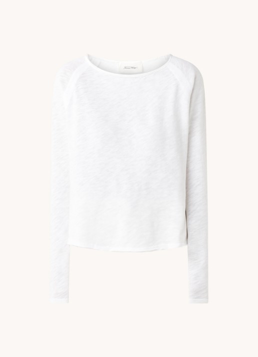 American Vintage Sonoma longsleeve van katoen - voorkant 2 wit