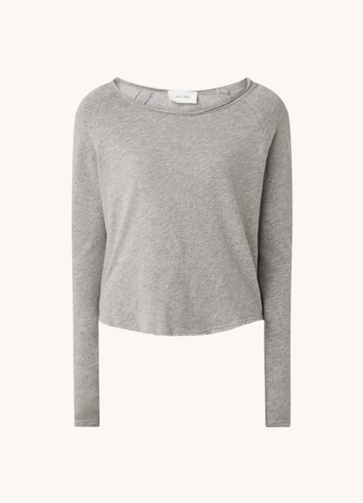 American Vintage Sonoma longsleeve van katoen - voorkant 2 grijsmele