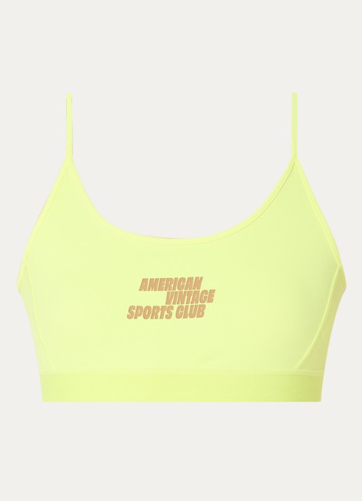 American Vintage Sport bh met light support en logo - voorkant 2 citroengeel