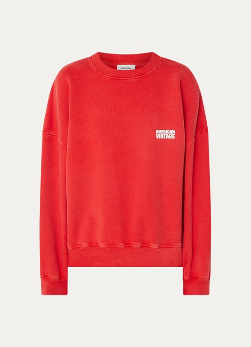 American Vintage Sweater met ronde hals - voorkant rood