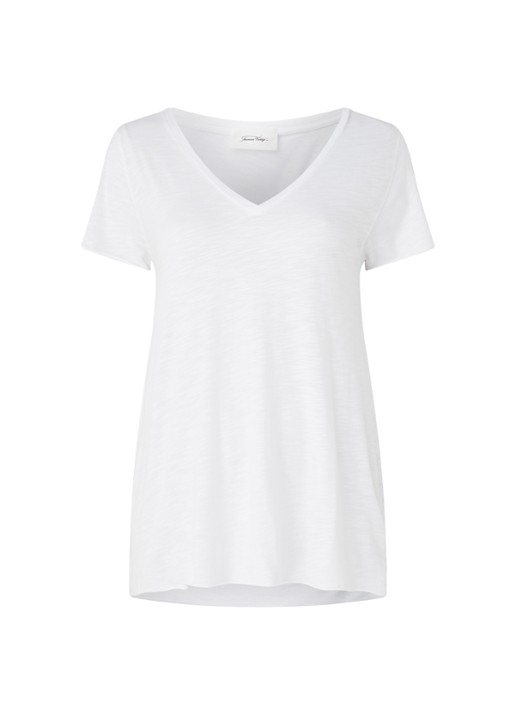 American Vintage T-shirt met V-hals - voorkant 5 wit