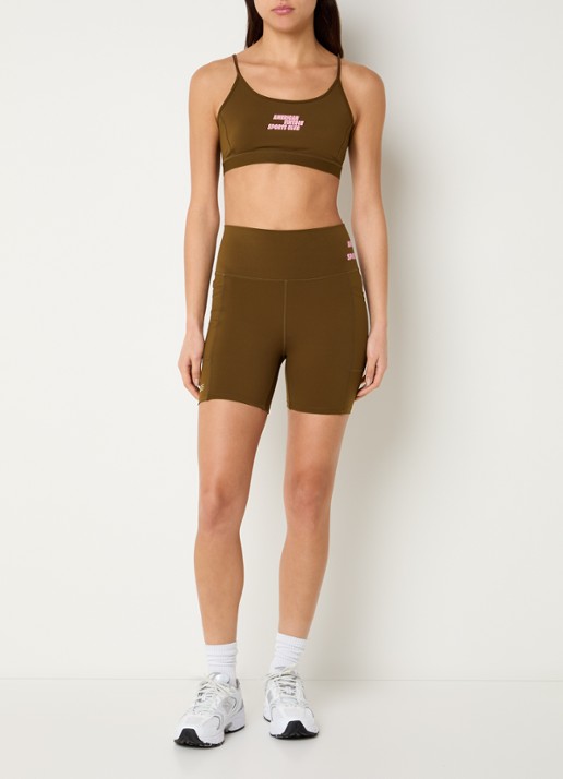 American Vintage Usuway high waist skinny fit compressie fietsbroek  - voorkant 2 bruin