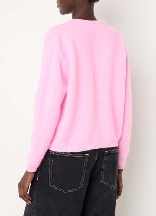 American Vintage Vitow fijngebreid vest in alpaca wolblend - achterkant 4 roze