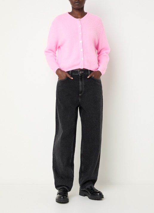American Vintage Vitow fijngebreid vest in alpaca wolblend - voorkant 2 roze