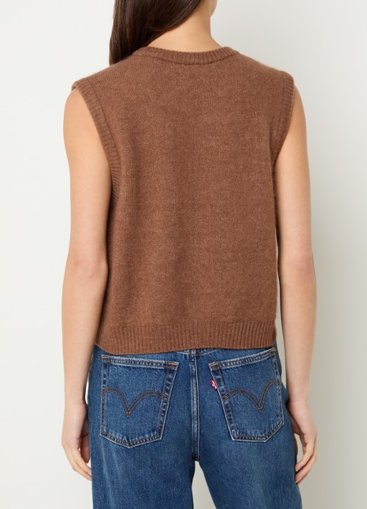 American Vintage Vitow fijngebreide spencer in alpaca wolblend - achterkant 2 bruin