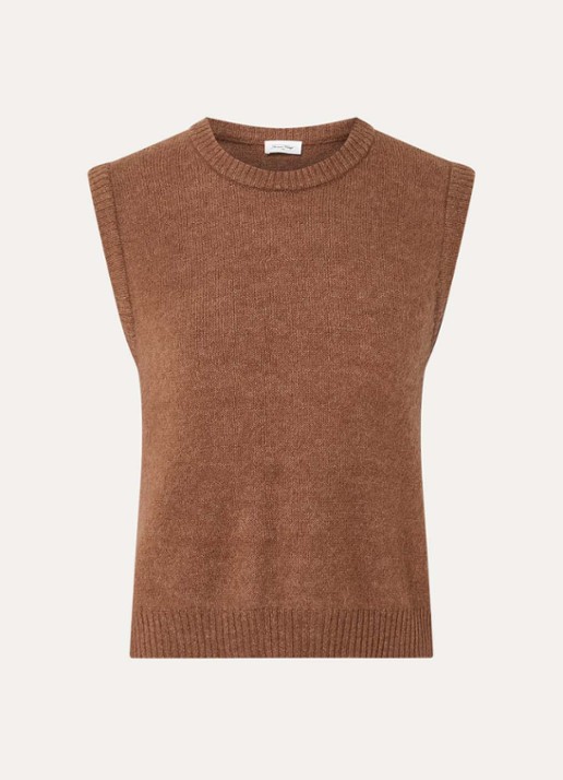 American Vintage Vitow fijngebreide spencer in alpaca wolblend - voorkant 3 bruin
