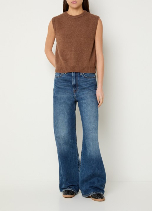 American Vintage Vitow fijngebreide spencer in alpaca wolblend - voorkant 4 bruin