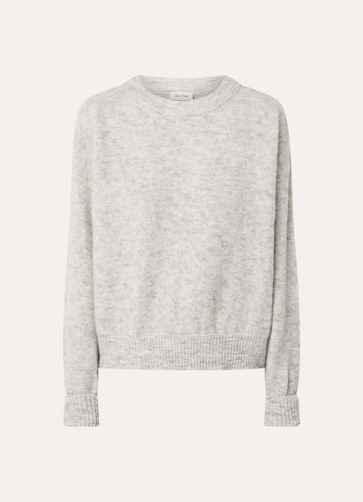 American Vintage Vitow fijngebreide trui in alpaca wolblend met stretch - voorkant grijsmele