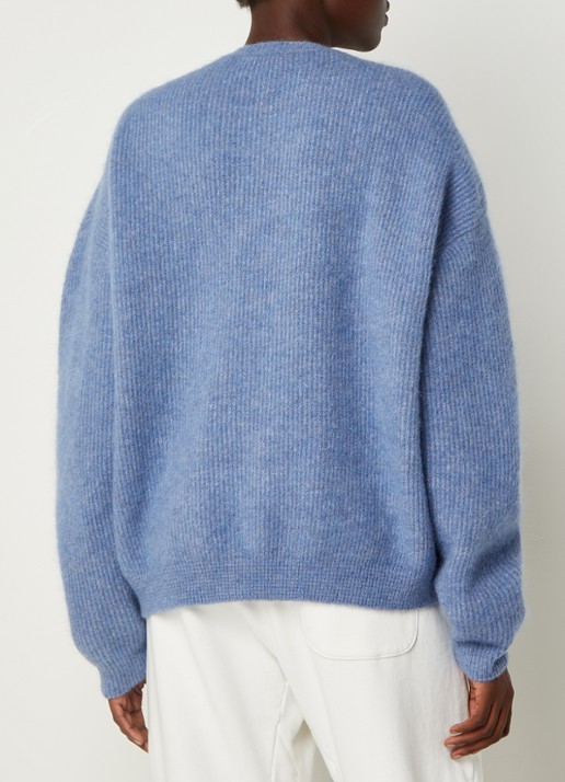American Vintage Vitow grofgebreide oversized trui in alpaca wolblend - achterkant blauw