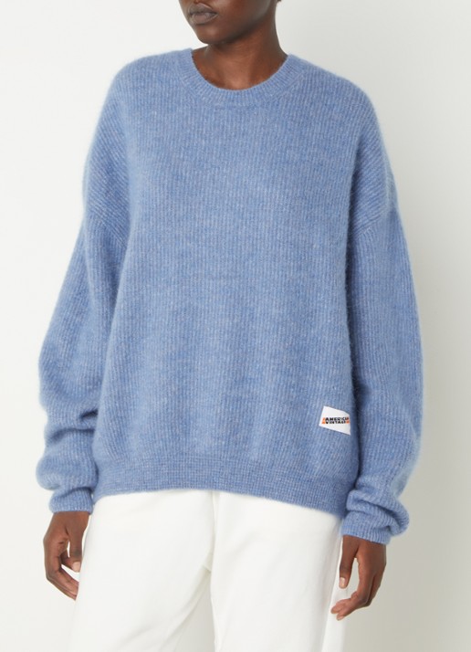 American Vintage Vitow grofgebreide oversized trui in alpaca wolblend - detail 4 blauw