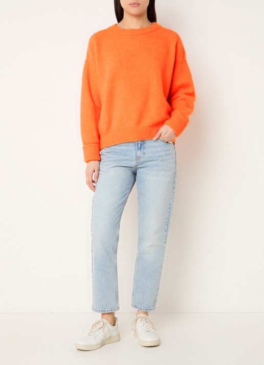 American Vintage Vitow grofgebreide trui in alpaca wolblend - voorkant 3 orange