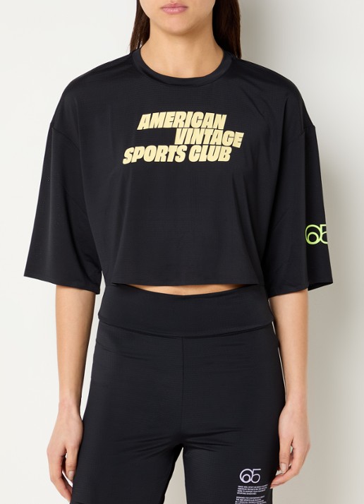 American Vintage Wozza cropped trainings T-shirt met logoprint