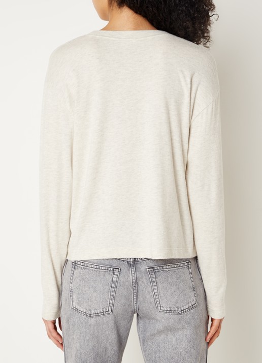 American Vintage Ypawoodd longsleeve met gemêleerd dessin - achterkant 4 grijsmele