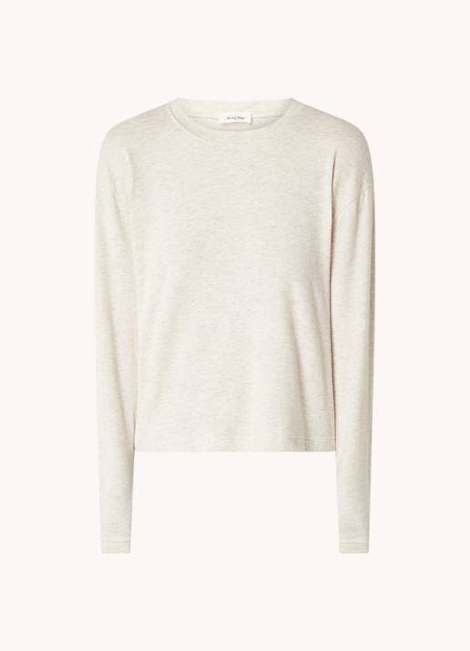 American Vintage Ypawoodd longsleeve met gemêleerd dessin - voorkant 2 grijsmele