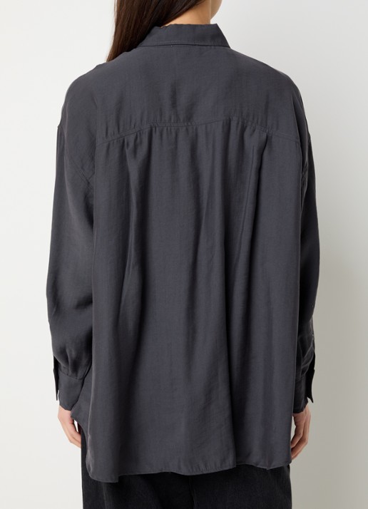 American Vintage Ysoli oversized blouse met borstzak - achterkant 4 antraciet