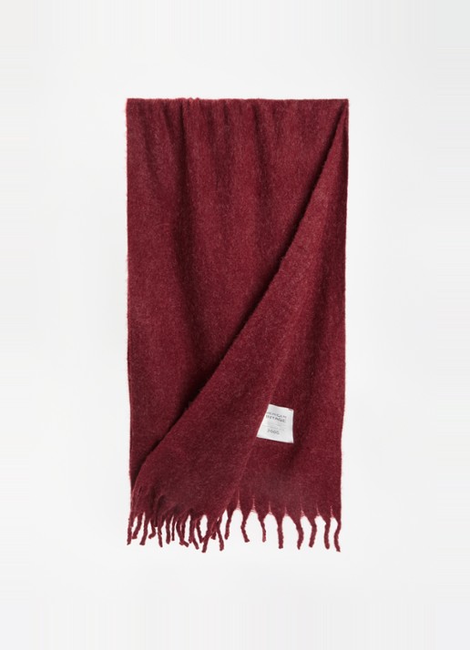 American Vintage Zinaco sjaal in wolblend 180 x 50 cm - detail bordeauxrood