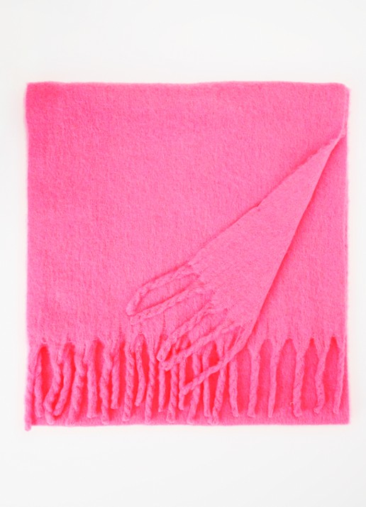 American Vintage Zinaco sjaal in wolblend 180 x 50 cm - voorkant fuchsia