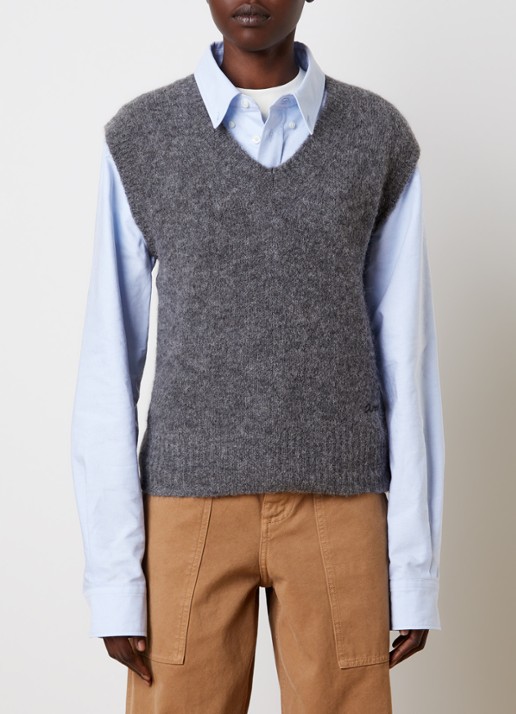 AMI Paris Ami grofgebreide spencer in alpaca wolblend met V-hals