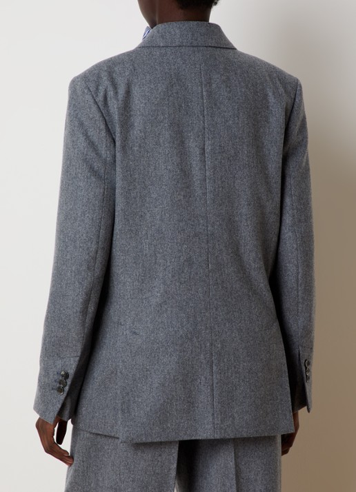 AMI Paris Blazer van scheerwol met klepzakken - achterkant middengrijs