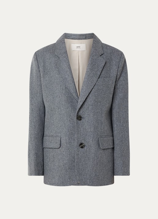 AMI Paris Blazer van scheerwol met klepzakken - voorkant 2 middengrijs