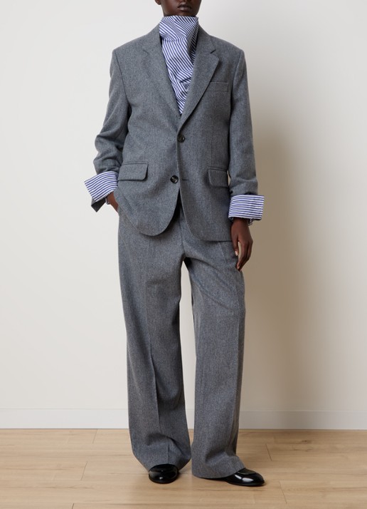 AMI Paris Blazer van scheerwol met klepzakken - voorkant 3 middengrijs