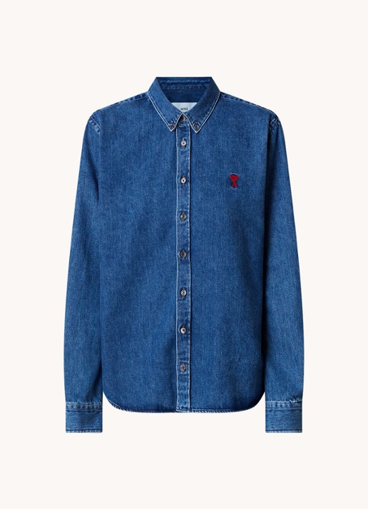 AMI Paris Blouse met logo - voorkant 2 indigo