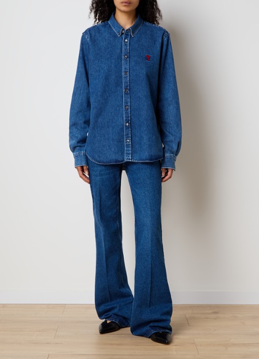 AMI Paris Blouse met logo - voorkant 3 indigo