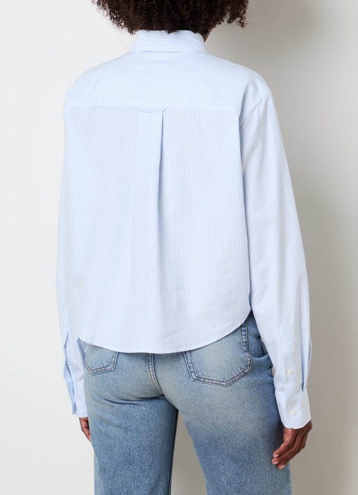 AMI Paris Cropped blouse met streepprint - achterkant lichtblauw