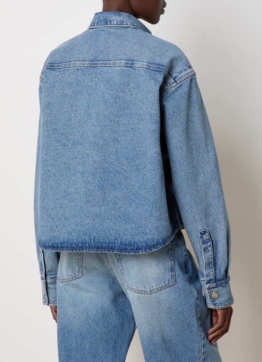 AMI Paris Cropped blouse van denim met logoborduring  - achterkant 3 indigo